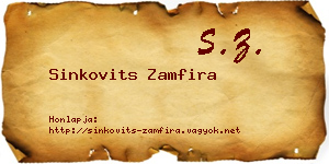 Sinkovits Zamfira névjegykártya